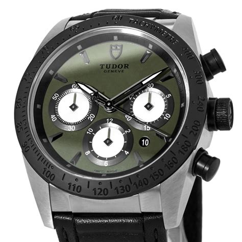 Tudor Fastrider Chronograph Green Dial Rubber Strap Men's 